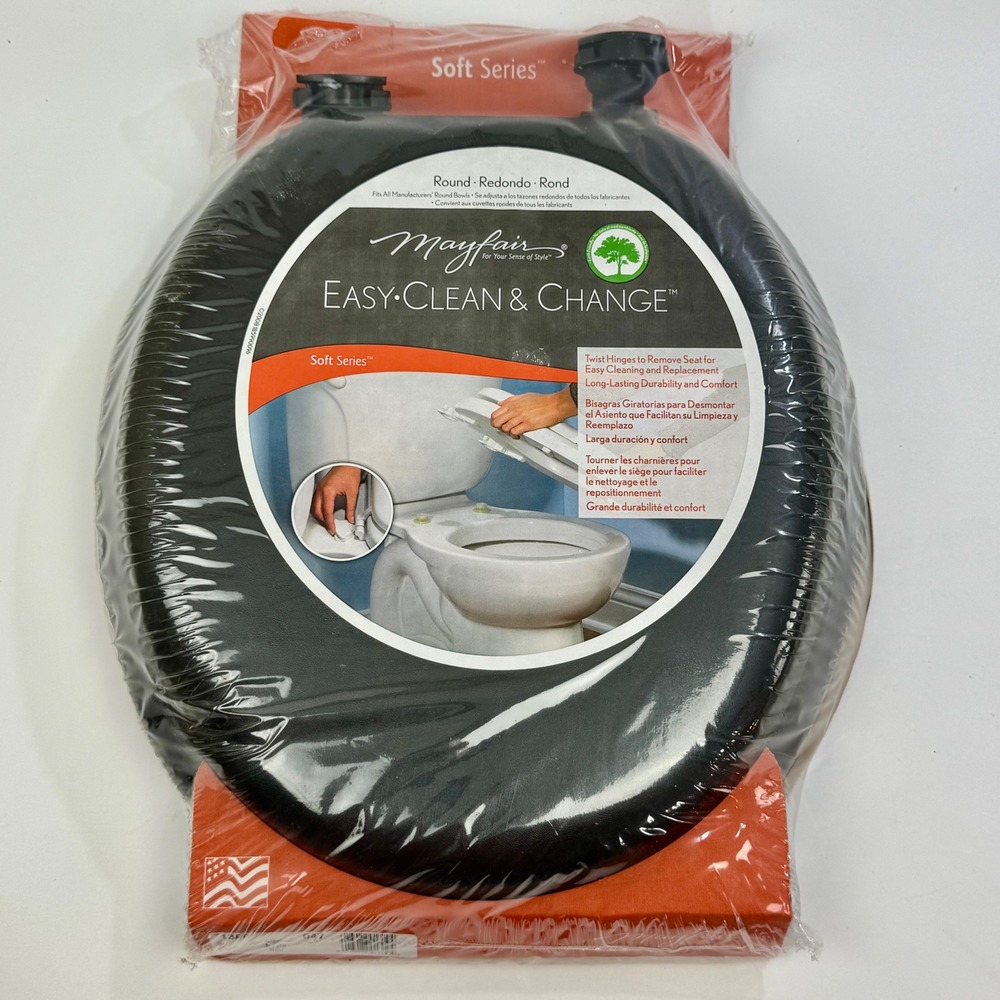 Mayfair Soft Series Black Round Toilet Seat Easy Clean & Change 13EC 047 New - Picture 2 of 4